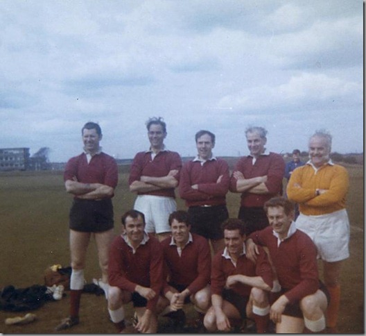 Back row; Ronnie Lambert, Colin Neal, Dave Cromarty, John Smith. Front Row; Ray Clish, Frank Pickering, Lawrie Cummings and George Nixon, Tom Baxter
