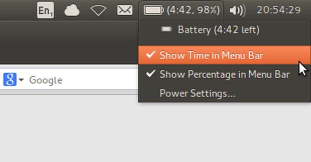 Ubuntu: percentuale e tempo rimante della batteria nel pannello