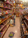 A trip to the toy store while mama gets a spa treatment.