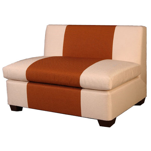 This striped banquette is so neat and classic - and I adore the orange stripe.