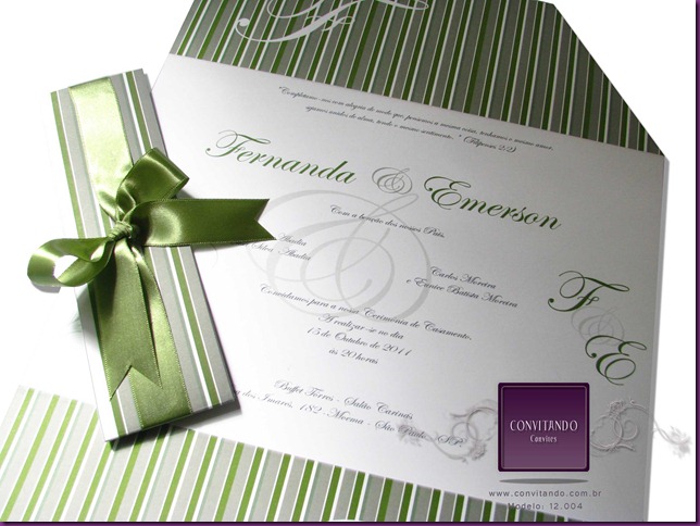 Convite  Branco e Verde, convite verde e branco, convite, convites, convite de casamento, convites de casamento, convites especiais, convite artesanal, convite diferente, lembran&ccedil;as, caricaturas, casamento, novidades para casamento, wedding invitation