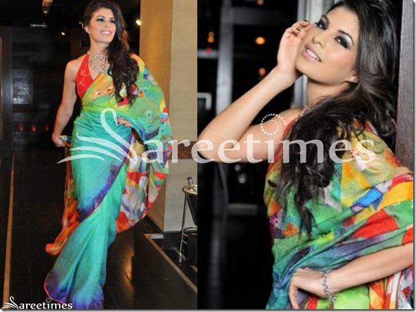 Jacquline_Fernandez_Green_Saree
