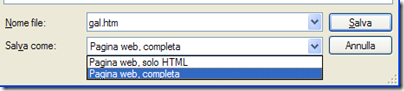 Salva come Pagina web, completa 