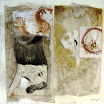 Die Henne,  2010. �l/Papier/Leinen, 100 x 100 cm.
