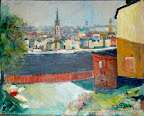 Gamla stan från söder Art. nr 20067 Mått ink ram. 55x46. Olja på pannå. Signerad