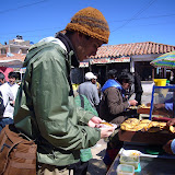 Buying some salteñas (the local take on empanadas)