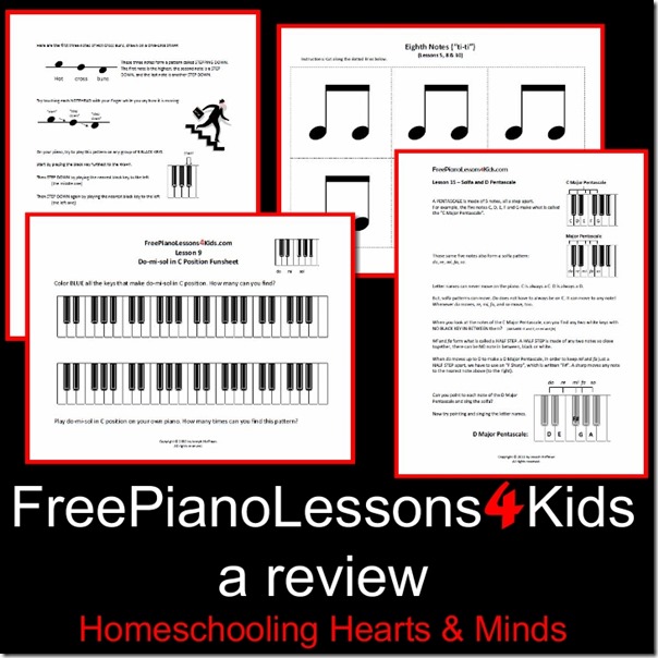 FreePianoLessons4Kids review at Homeschooling Hearts & Minds