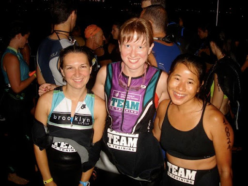 Before the race begins, keep cool and prevent overheating by wearing your wetsuit only half-way. Underneath you can wear a tri-top, tank top, or sports bra.