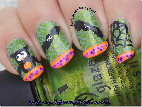 china glaze cha cha cha with owl bats and web 4