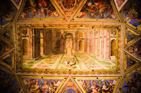 Painting on the Ceiling of Constantines Chapel, showing the Crucifix replacing the statue to a pagan god.