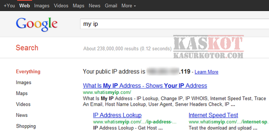 Mencari Alamat IP Address Menggunakan Google
