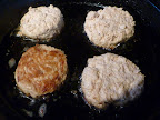 Burgers in the skillet.