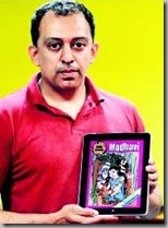 B.S RaghuRam With the 1st Issue of Indya Comics in IPod