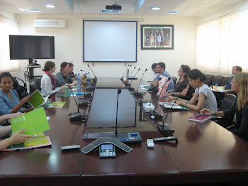 'Lecture at Alliance for a Green Revolution in Africa (AGRA), in Accra.' Photo by Sandra Vu