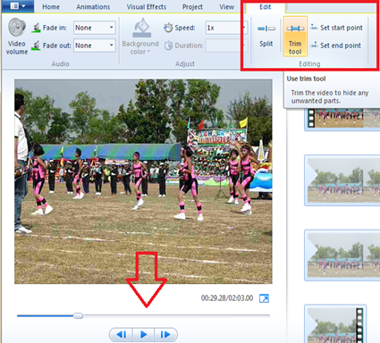 ตัดต่อวีดีโอด้วย Windows live movie maker