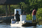 Getting across the river Caraiva, Brazil
