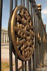 The elsewhere severely damaged fence around the presidential palace