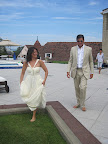We thought we'd try our beach shot with some people. Our former food editor, Ashley Ristau, was in town and swung by to be our bride. Anthony stepped in as groom. They both wore J.Crew for their faux nuptials.