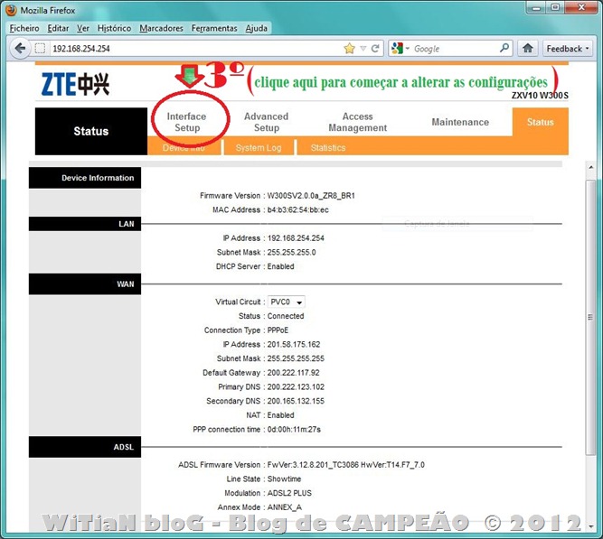 Como configurar o modem ROUTER WIRELESS Wi-Fi ZTE ZXV10 W300S para internet VELOX da Oi - rotear - conectar direto - autom&aacute;tico - Login e senha - 002