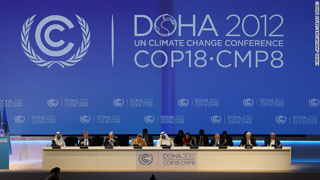 Delegates at the opening of the latest round of U.N. climate talks in Doha, Qatar, 26 November 2012. The talks are being hosted in the Middle East for the first time. Karim Jaafar / AFP / Getty Images