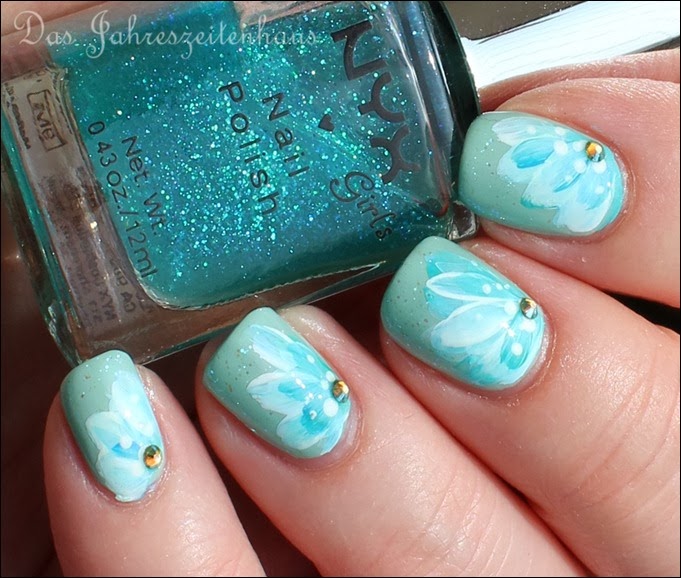 Blüten Türkis One Stroke Pinsel Blumen Turquoise Flower 5 Blüten Türkis One Stroke Pinsel Blumen Turquoise Flower 5