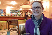 Kristy in the fancy-pants restaurant in Milan