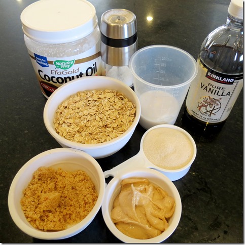 Ingredients for No Bake Cashew Butter Oatmeal Cookies