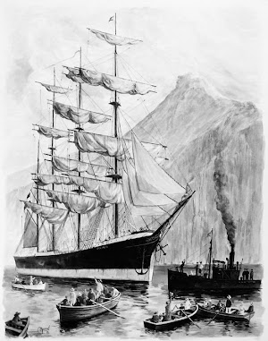Acuarela del Capitan Francisco Noguerol Cajen, practico del puerto de Santa Cruz de la Palma, del PAMIR. Colección del autor
