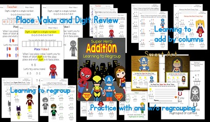 Super Hero Success Two Digit Addition With and Without Regrouping Unit