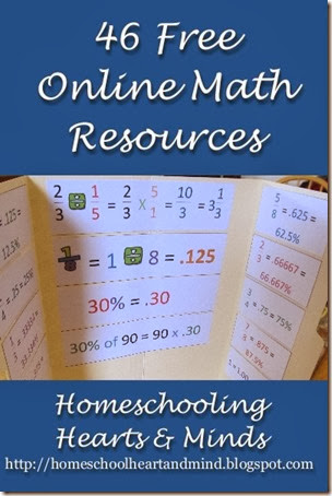 46 free math resources at Homeschooling Hearts & Minds