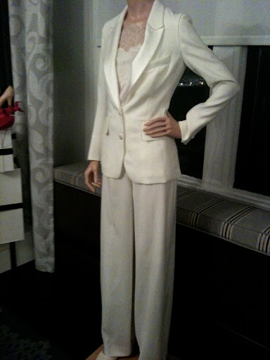 YSL white suit -- perfect for city hall, a 2nd wedding, or because you just want to look modern. YSL white suit -- perfect for city hall, a 2nd wedding, or because you just want to look modern.