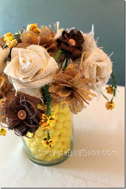 Fabric Bows and More: Burlap Flower Bouquet by SnugasaBugBaby