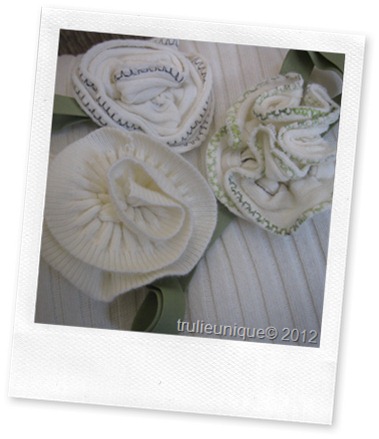sweater flowers sweater pillow, fabric flowers, sweater flowers.