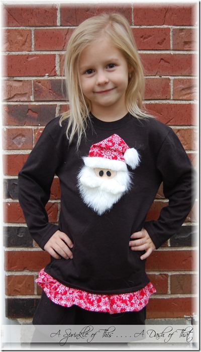 Santa shirt with ruffle bottom tutorial {A Sprinkle of This . . . . A Dash of That} Santa shirt with ruffle bottom tutorial {A Sprinkle of This . . . . A Dash of That}