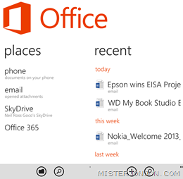 Windows Phone 8 Office Hub Panorama