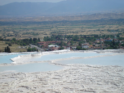 Day 8: The village of Pamukkale below from the amazing calcareous terraces.