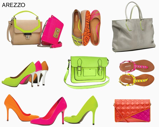 Bolsas e sapatos AREZZO com cores Neon para o Vero 2013. arezzo neon colecao verao 2013