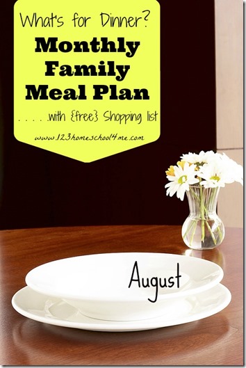 Meal Planning: August Men with weekly shopping list Meal Planning: August Men with weekly shopping list