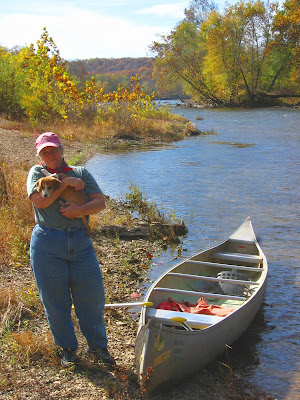 Kathy and PeeVee at the river