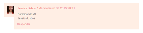 Jéssica - deixou comentário Jéssica - deixou comentário