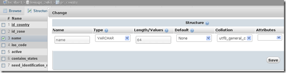 Mengisi field baru database control Panel