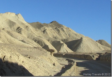 The ride through Twenty Mule Team Canyon in Death Valley was very unique. The mountains were smoothed over with layers of tan crusty residue from the winds of thousands of years. Death Valley's Twenty Mule Team Canyon