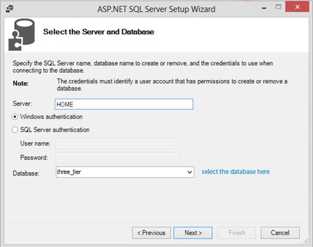 Select the Server and Database 3