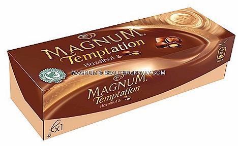 Magnum Temptation Hazelnut fruit bon bon ice cream syrup chocolate  sauce caramelised hazelnut pieces vanilla dessert cranberry