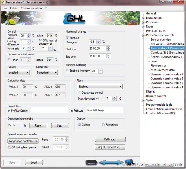 1-GHL Profilux Temperature Settings 1-GHL Profilux Temperature Settings