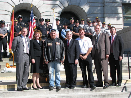 All of the speakers at the press conference in front of the Historic Courthouse.