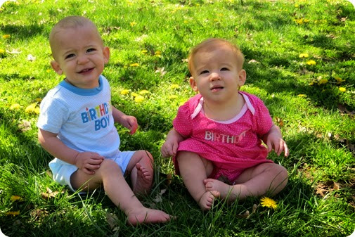 Twins One Year Portraits