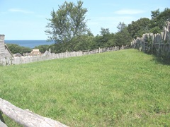 Plimoth Plant fenced field ocean