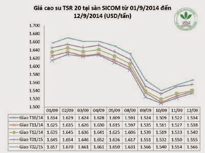 Giá cao su thiên nhiên trong tuần từ ngày 08/9 đến 12/9/2014