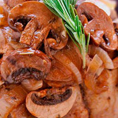 Pork Roast Recipe with Mushrooms and Brown Sugar Apricot and Pomegranate Sauce